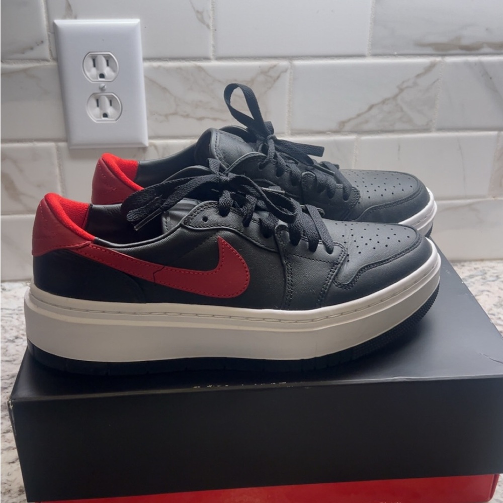 Nike Black and Red Air Jordan Retro 1 Elevate Low Sneakers
